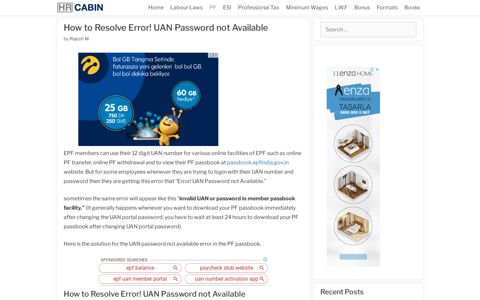 How to Resolve "Error! UAN Password not Available."