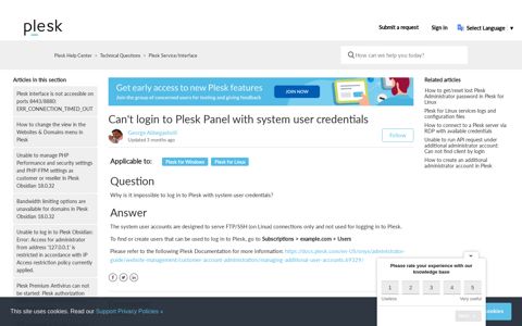 Can't login to Plesk Panel with system user credentials – Plesk ...