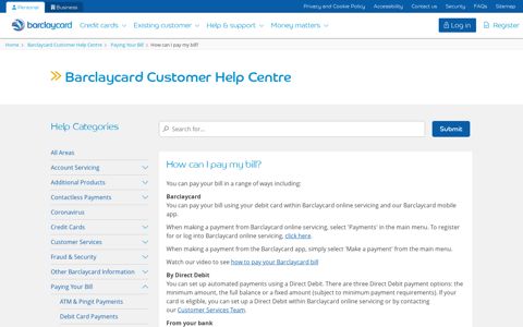 How can I pay my bill? | Barclaycard Customer Help Centre ...