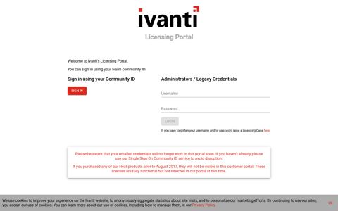 Ivanti Software Licensing Portal