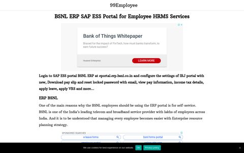 BSNL ERP SAP ESS Portal for Employee HRMS Services