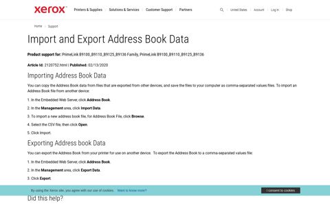 Import and Export Address Book Data - Support - Xerox