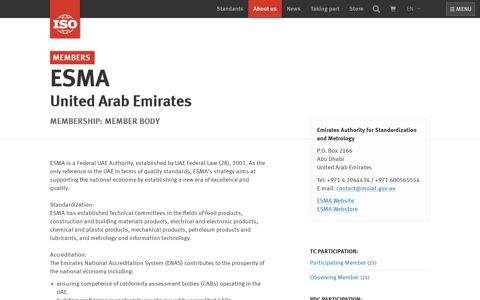 ESMA - Emirates Authority for Standardization and ... - ISO
