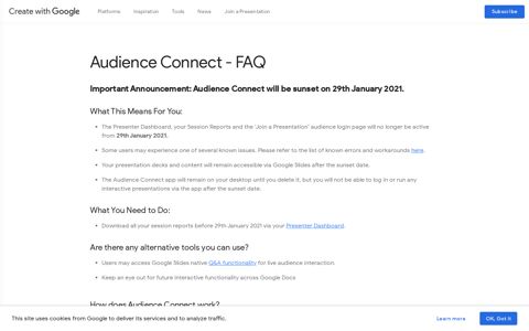 Audience Connect - FAQ - Create with Google