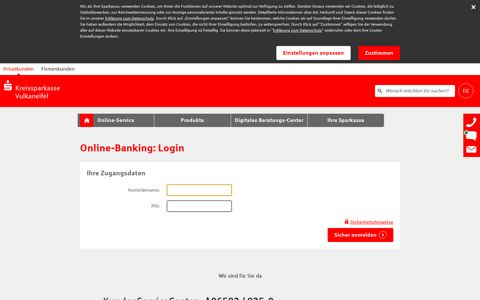 Online-Banking: Login - Kreissparkasse Vulkaneifel