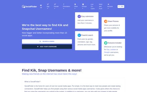SocialFinder: Find Kik, Snapchat usernames & more!