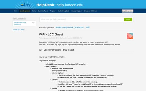 WiFi Log In Instructions - LCC Guest - help.lanecc.edu - Home