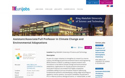 Assistant/Associate/Full Professor in Climate Change and ...