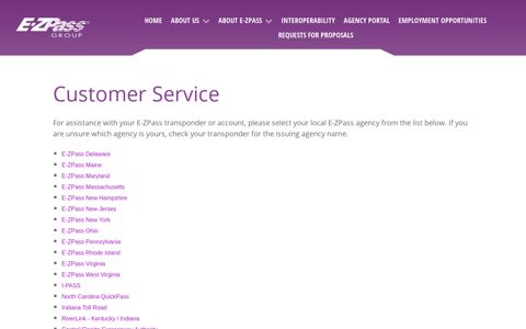 Customer Service - E-ZPass