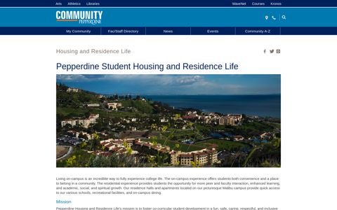 Housing and Residence Life | Pepperdine University ...
