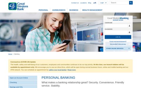 Personal Banking Account | Great Western Bank