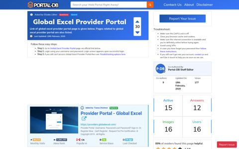 Global Excel Provider Portal