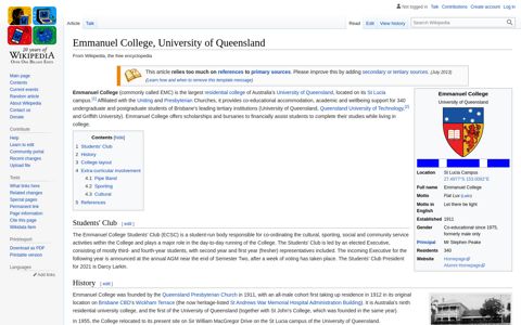 Emmanuel College, University of Queensland - Wikipedia