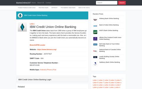 IBM Credit Union Online Banking - Information