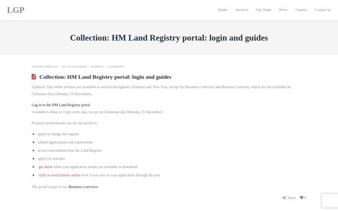 Collection: HM Land Registry portal: login and guides - LGP