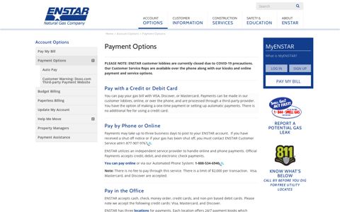 Payment Options | ENSTAR Natural Gas