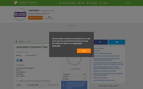 Justickets Customer Care, Complaints and Reviews