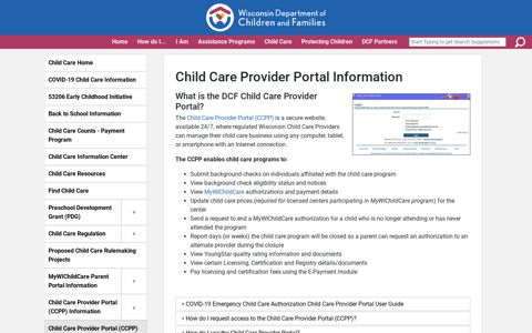 What is the Child Care Provider Portal (CCPP)?