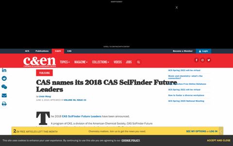 CAS names its 2018 CAS SciFinder Future Leaders - C&EN