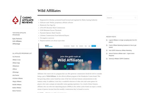 Wild Affiliates - - Casino Affiliate Reviews
