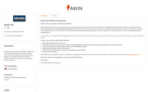 Idealo UK Affiliate Programme - Awin