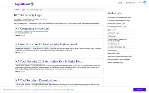K7 Total Security Login K7 Computing Private Ltd - http ...