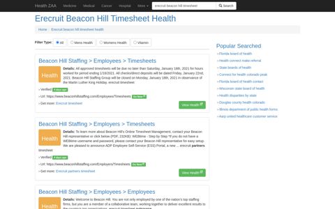 Erecruit Beacon Hill Timesheet Health - Health ZAA