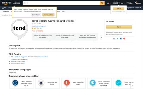 Tend Secure Cameras and Events: Alexa Skills - Amazon.com