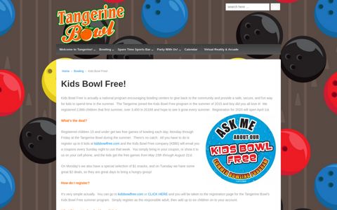 Kids Bowl Free! - The Tangerine Bowl