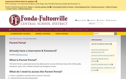 Parent Portal - Fonda-Fultonville Central Schools