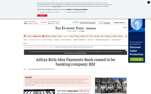 Aditya Birla Idea Payments Bank ceased to be banking ...