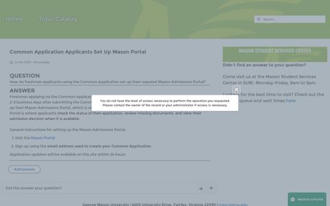 Common Application Applicants Set Up Mason Portal