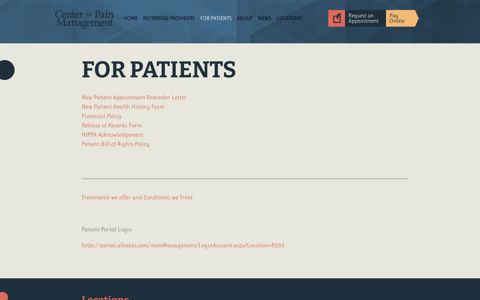 FOR PATIENTS | Center For Pain Management