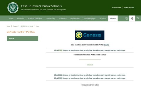 GENESIS Parent Portal / Home - East Brunswick Public Schools