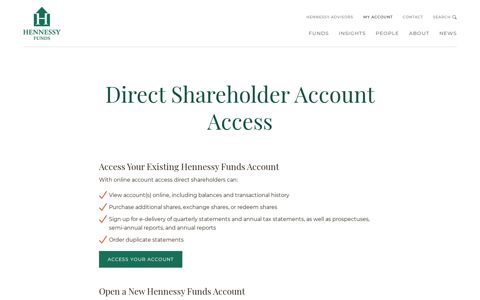 Direct Shareholder Account Access | Hennessy Funds
