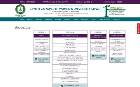 Student Login - Jayoti Vidyapeeth Women's University, JVWU ...