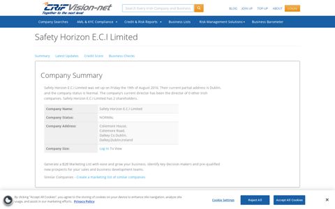 Safety Horizon E.C.I Limited - Irish Company Info - Vision-Net