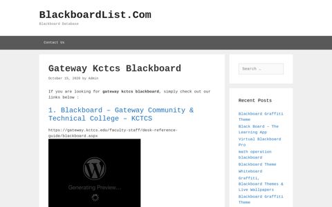 Gateway Kctcs Blackboard - BlackboardList.Com