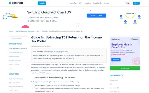 Guide for Uploading TDS Returns on the Income Tax Portal