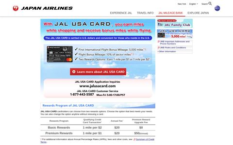 JAL USA CARD - JAL Mileage Bank