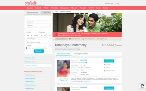 Khandayat Matrimony & Matrimonial Site - Shaadi.com