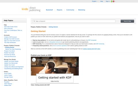 Getting Started - How to Publish Your Book on KDP - Amazon ...