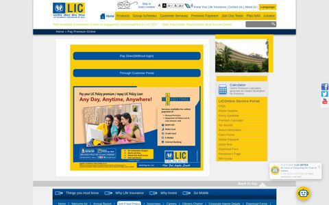 Pay Premium Online - Life Insurance Corporation of India