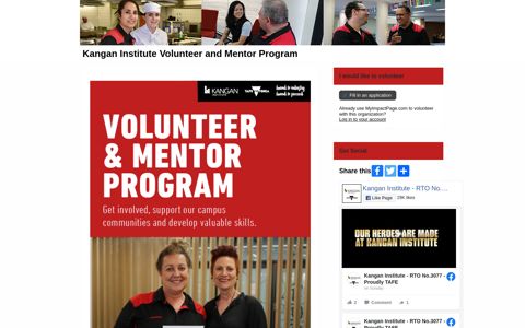 Kangan Institute Volunteer and Mentor Program - MyImpactPage
