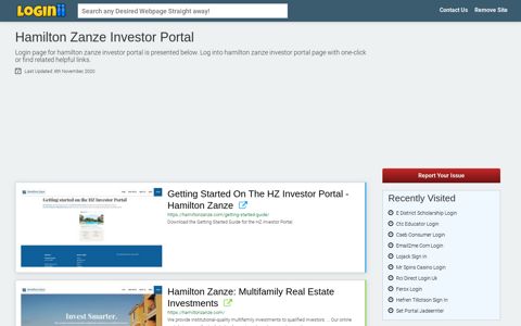Hamilton Zanze Investor Portal - Loginii.com