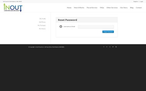 Reset Password | In Out Parcel