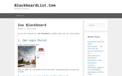 Iwu Blackboard - BlackboardList.Com