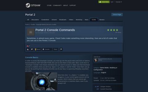 Guide :: Portal 2 Console Commands - Steam Community