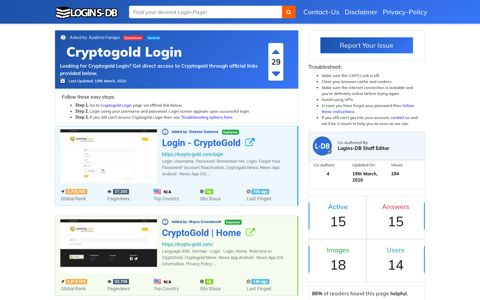 Cryptogold Login - Logins-DB