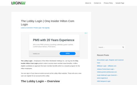 The Lobby Login | Onq Insider Hilton Com Login - LoginDIY